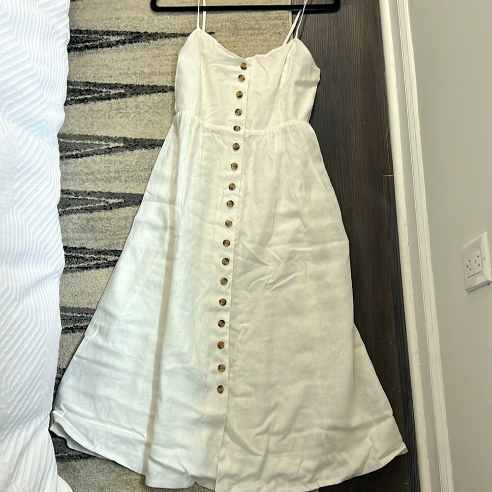 Madewell Linen Midi Dress White